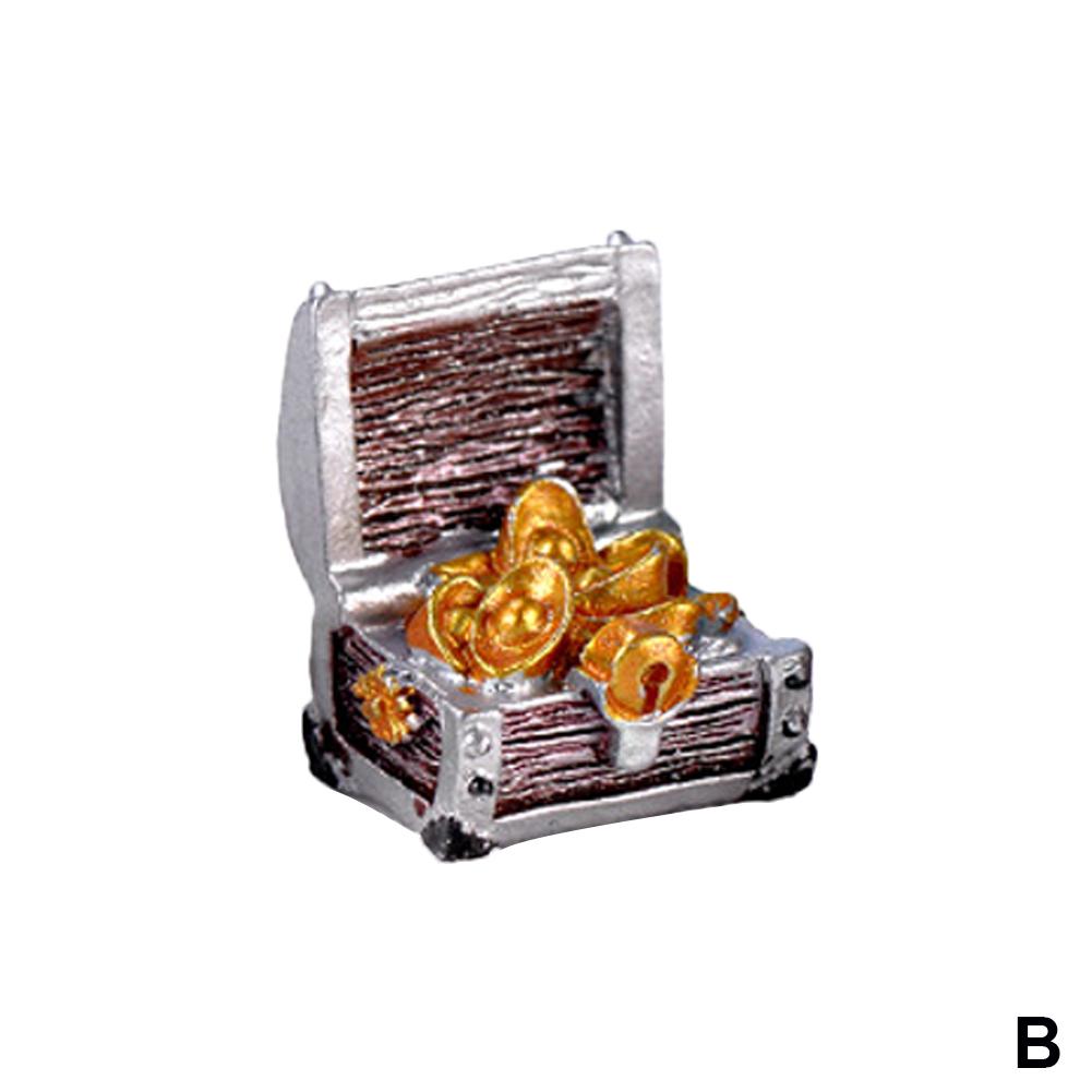 Treasure Chest Box Creative Fish Tank Aquarium Decoration Microlandscape Gold Color Coins Ornaments Resin Crafts