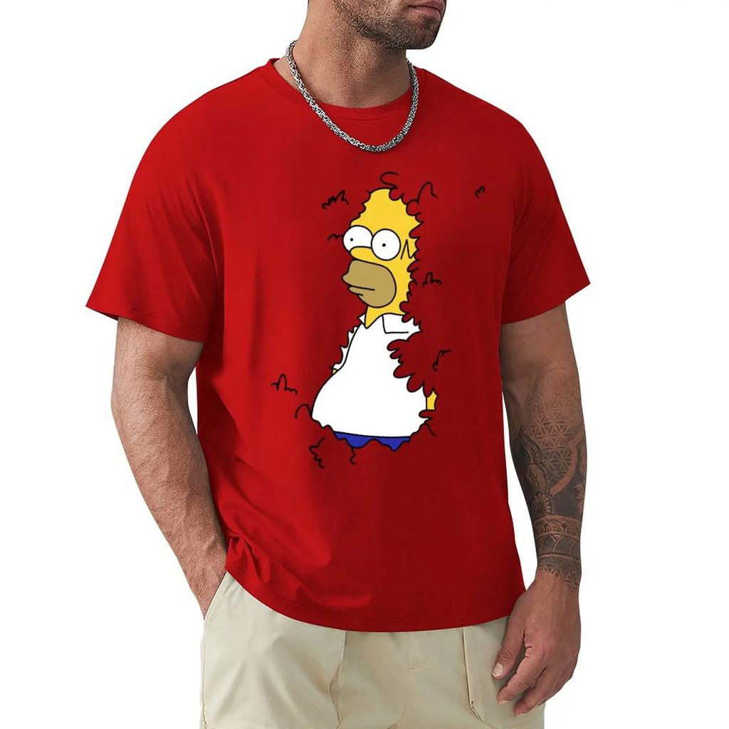 Summer Clothes Heavyweights Customizeds Sweat Fitted T Shirts for Men Homer in H Meme Classic TShirt Men Clothing Graphic