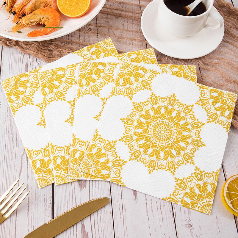 European Printing Rectangular Napkins,Disposable Party Restaurant Decoration Paper Napkin ,20pcs 33*33cm Bart Paper Craft