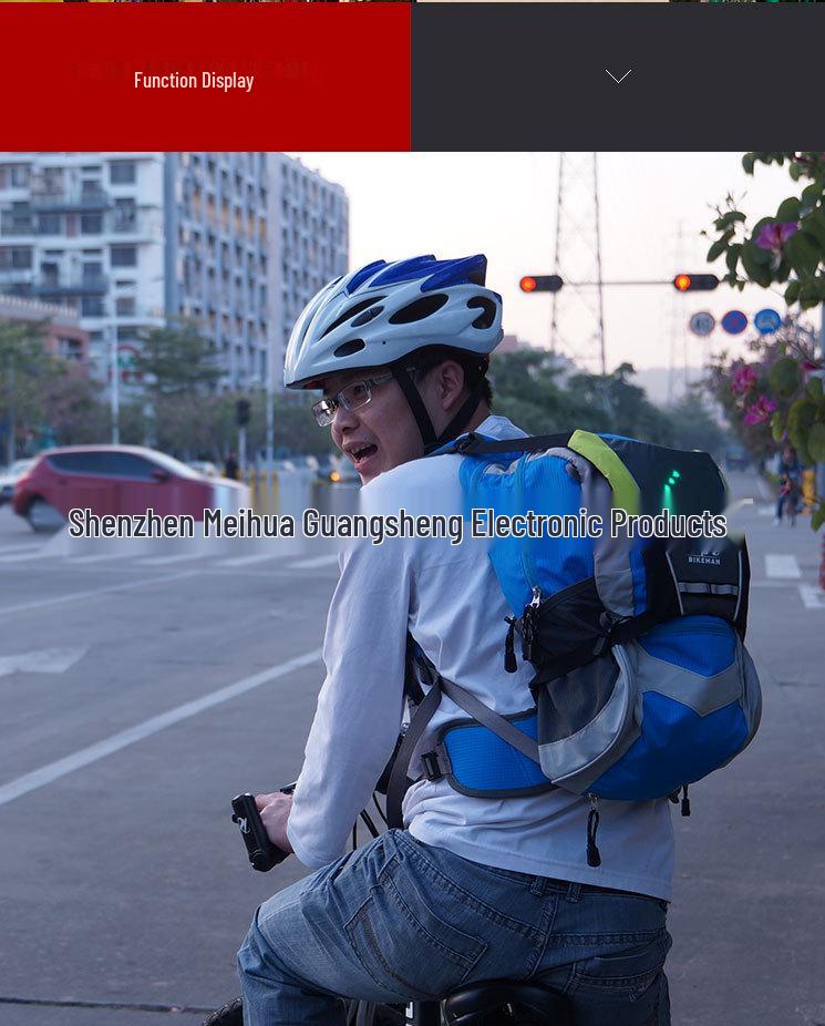 Rucsac de ciclism cu lumini LED de semnalizare cu telecomandă wireless