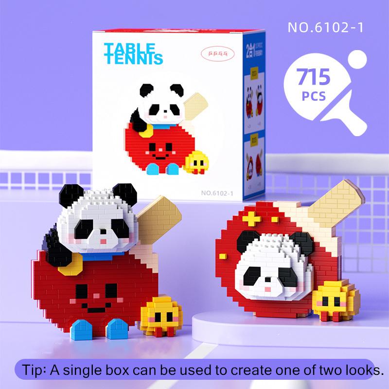 Creative DIY Cute Table Tennis Racket Building Block Model Tiny Particle Educational Assembly Toy Christmas Gift