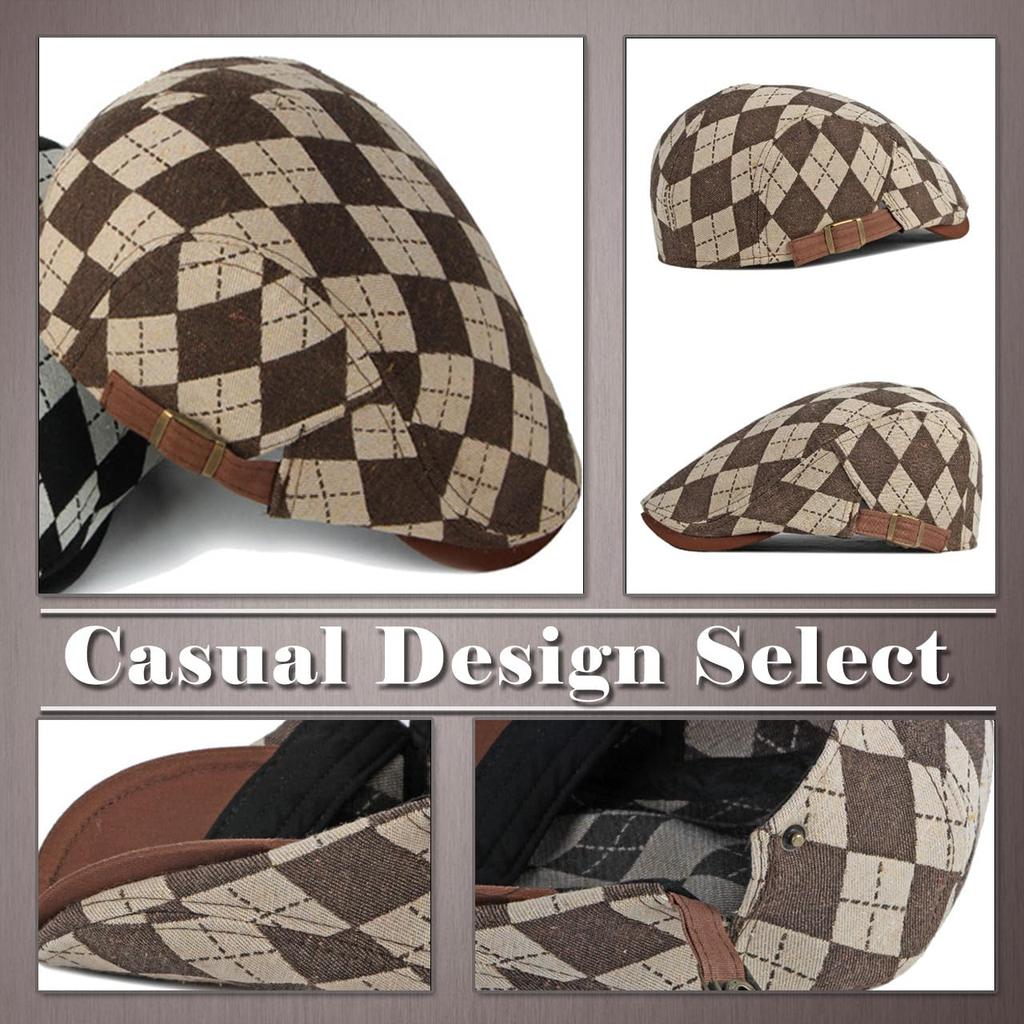 One Limitation Argyle Check Hunting Golf and CP673 Cap, Cap, Travel, Outdoor, Men's Women's, (Brown)