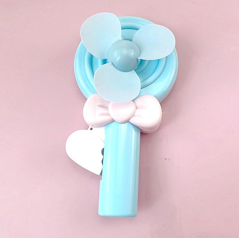 Cartoon Lollipop Hand-Press Mini Fan for Kids - Pink, Seasonal, Handheld, Pressure-Driven, Fun & Playful Gift