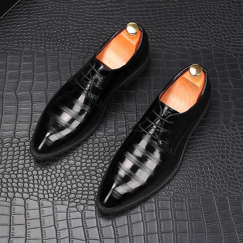 Luxury Designer Gentleman Pointed Toe Lace Up Business Casual Shoes Men Flats Homecoming Wedding Dress Prom Zapatillas Hombre
