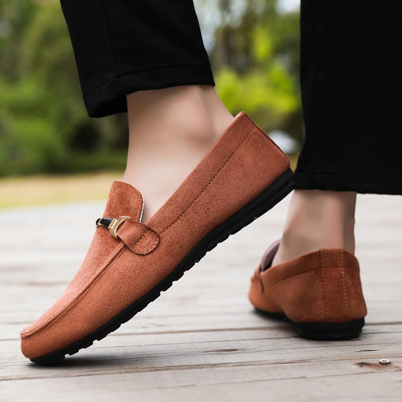 Suede Loafers Men Slip On Soft Moccasins Breathable Flats Driving Shoes Men Leather Casual Shoes Handmade