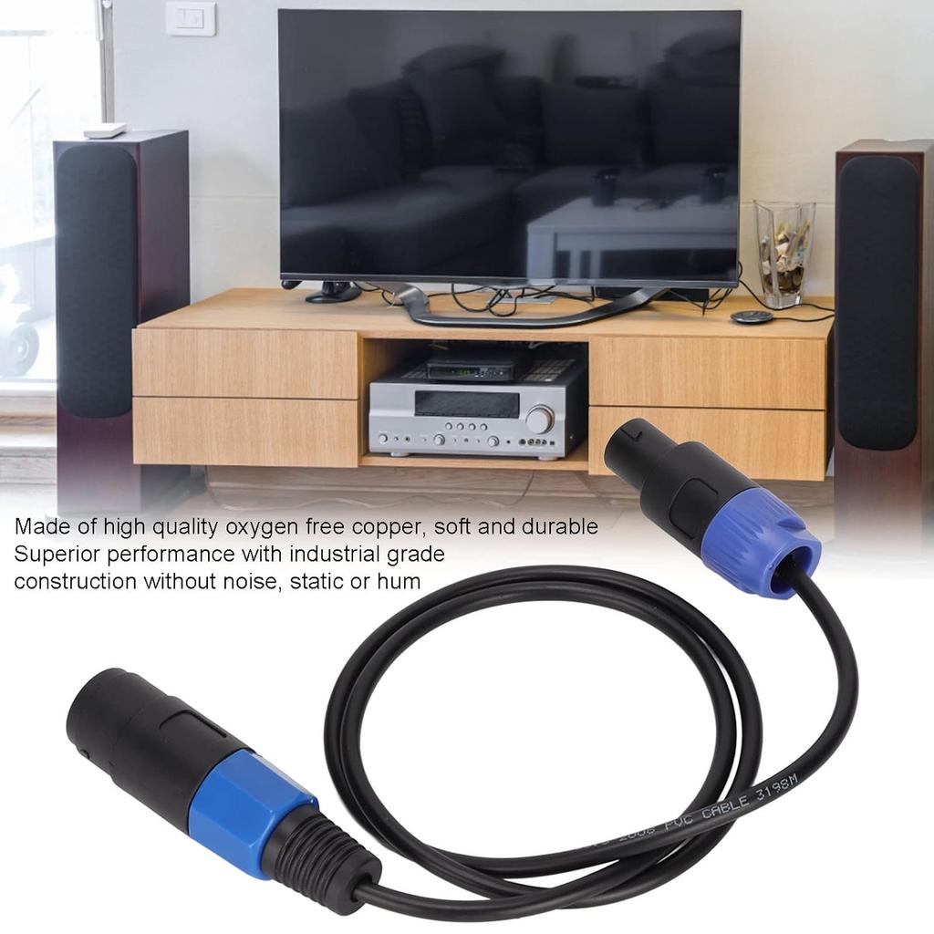 Speaker Cable, Elastic Portable Speakon Speaker Cable, Male To Female 4 Core Plug Ohm Head Speakon Cable, Speaker Connection Wire for Speaker