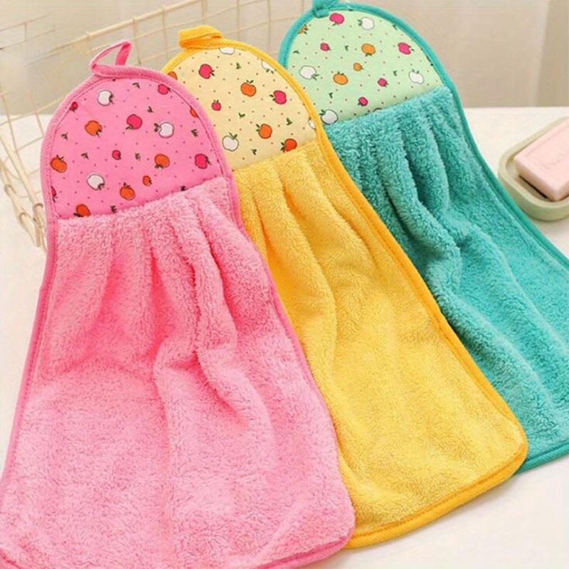 3pcs Coral Velvet Bathroom Supplies Soft Hand Towel Absorbent Cloth Dishcloths Hanging Cloth Kitchen Accessories 30*38cm