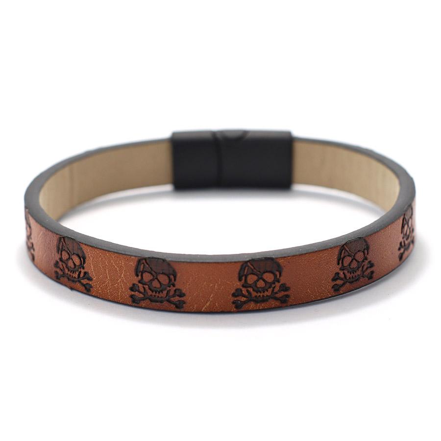 

Браслет из цинкового сплава и искусственной кожи для мужчин с принтом черепа, магнитный браслет в стиле ретро, крутой рок-браслет, наручный браслет, ювелирные изделия для мужчин оранжевый