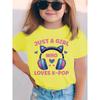 Summer Just A Girl Who Likes K-POP " Pattern Printed Children T-shirt Trendy Girls Clothing Casual Fashionable Kids Short Sleeve