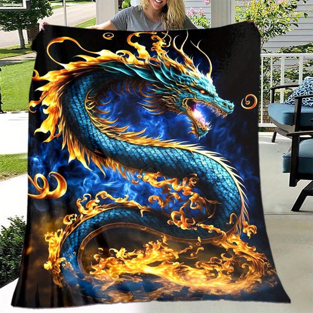 Blue Dragon Print Gift Blanket Home Decoration Gift Soft Flannel Blanket Nap Blanket Gift Blanket Source