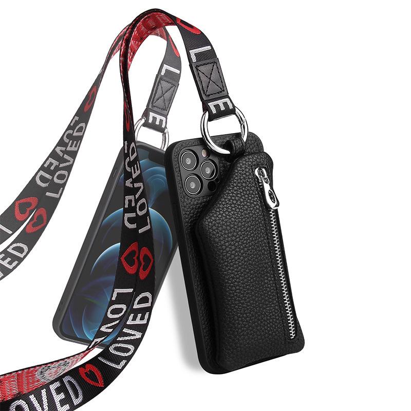 iPhone 14 Pro Max/13 Pro/12/11 Mobile Case with Crossbody Lanyard & Coin Purse