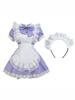 Japanese Sweet Lolita Maid Dress Cute Lace Ruffle Bell Cosplay Costume for Women
