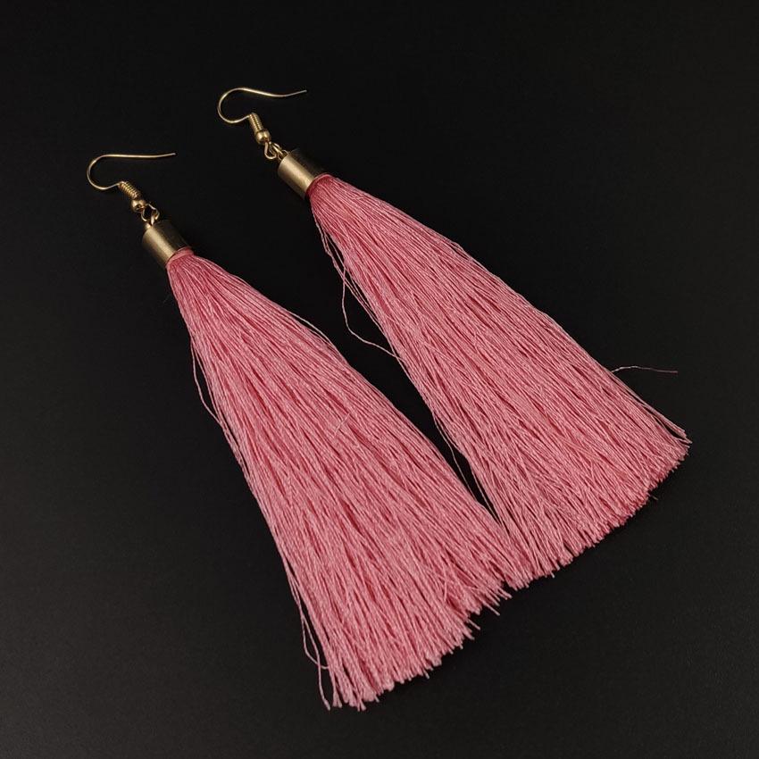 Japanese-Korean Tassel Earrings: Ethnic Long Dangle In Elegant Retro Red for Students