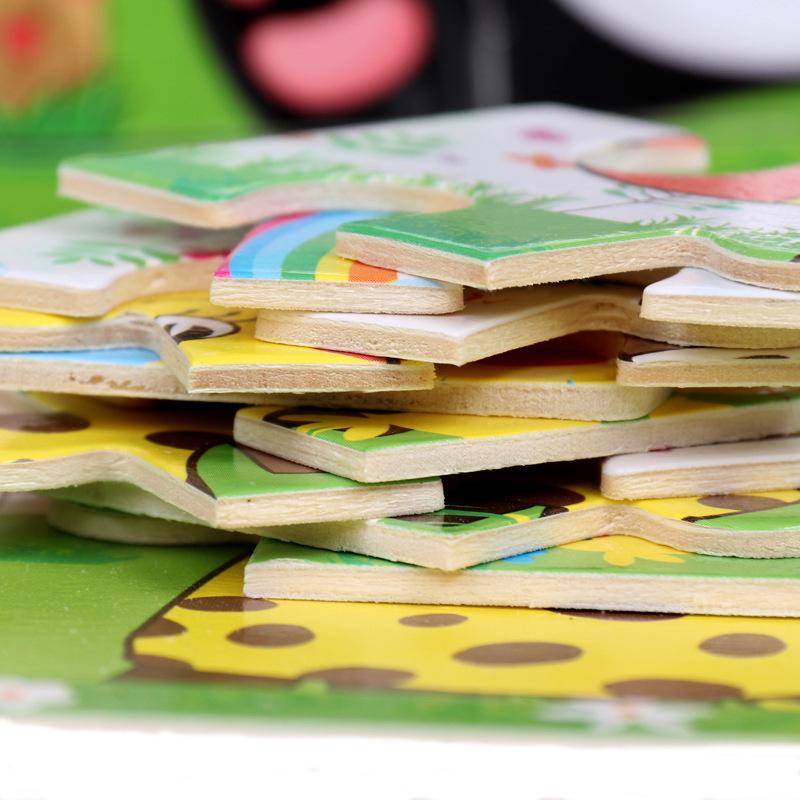 Frühpädagogisches Holztiere-Puzzlebrett für Kinder von 0-3 Jahren - 9-teiliges Lernspielzeug