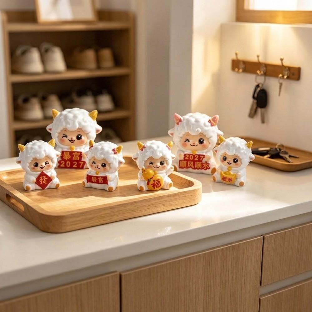 Resin Year of The Goat Ornament Lucky Theme Mascot Ornament Zodiac Figurines Spring Festival