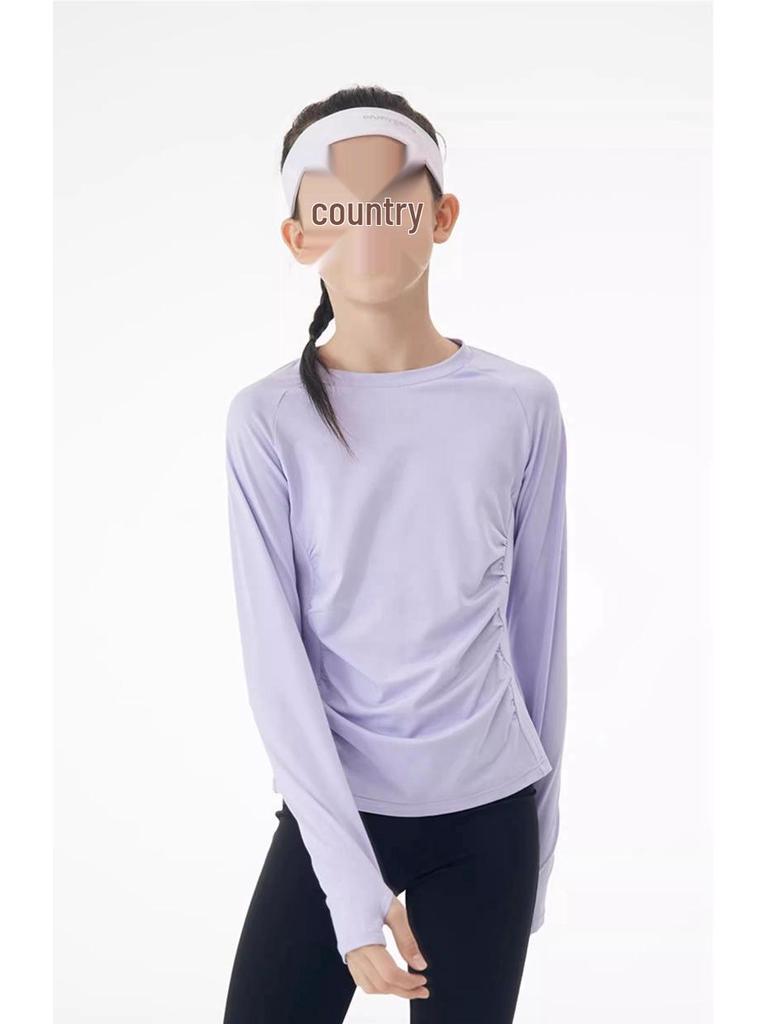 Spring & Autumn Girls' Long-Sleeve Nylon Quick-Dry Yoga & Sports Set