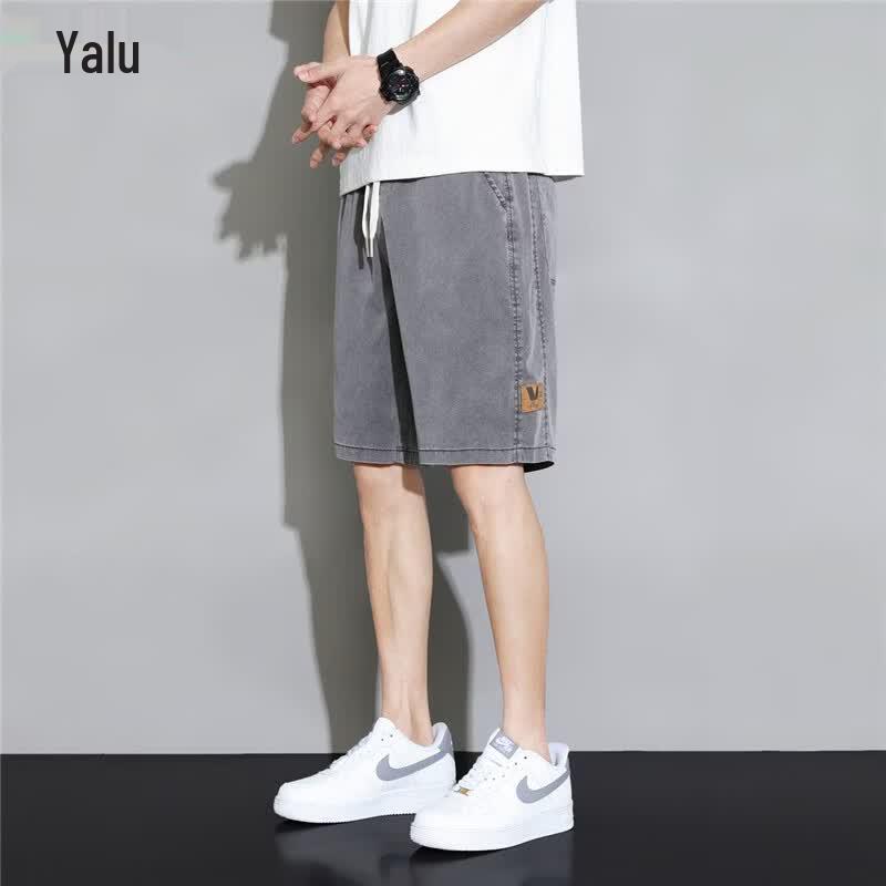 Yalu Men s Loose Fit Ice Silk Denim Look Bermuda Shorts M