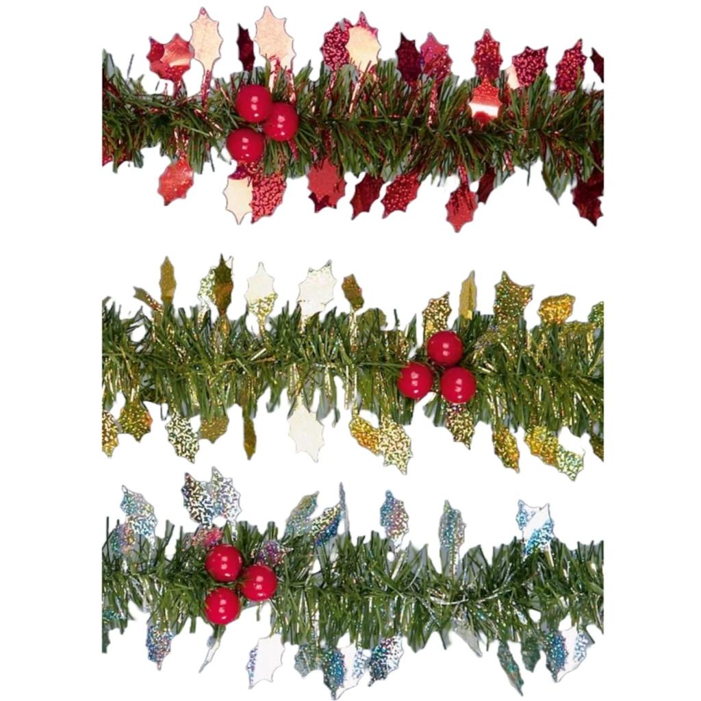 Premier Tinsel Holly Artificial Garland