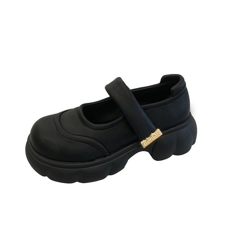 

Белые туфли Мэри Джейн на толстой подошве с липучкой, женские летние туфли-муффины на толстом каблуке, модные и удобные 40 чёрный