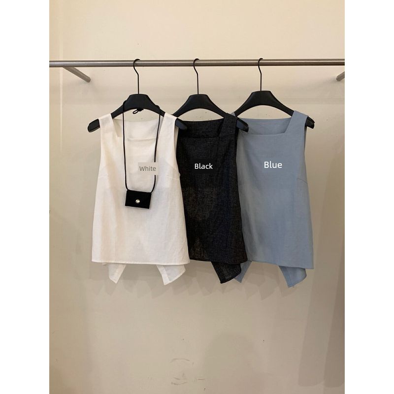 

Women s Square Collar Sleeveless Outerwear Camisole Summer Stylish Sneaky Design Sexy Open Back Outerwear Top