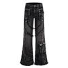 BeatStreet Design Oscuros Calle Principal Super Industria Pesada Deconstruidos Bolsillos Múltiples Costuras Pliegues Pinzados Pantalones Vaqueros Bootcut