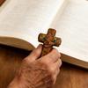 Small Pocket Prayer Cross With Card, Portable Wooden Prayer Cross Pocket Card With Bag For Easter Christmas Token, Church Favors