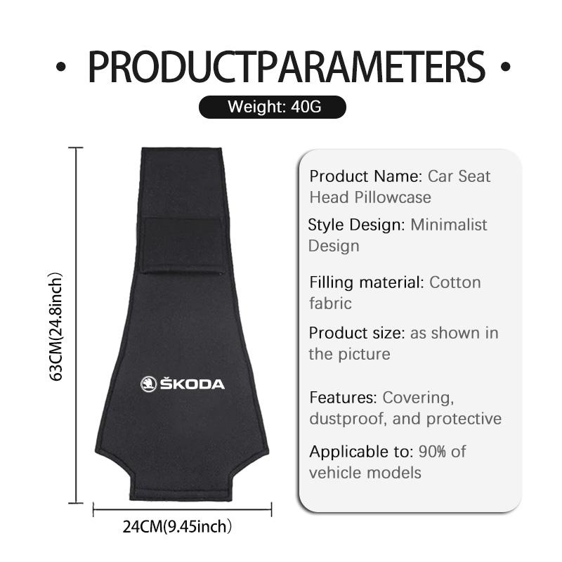 AAFM1 Car Headrest Cover Seat Head Pillow Neck Headrest Cover For Skoda VRS Superb Yeti Octavia Enyaq Rapid Karoq Derivati