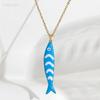 Süße Bunte Emaille Fisch Anhänger Halskette für Damen Edelstahl Streifen Fisch Charms Sommer Strandparty Urlaub Schmuck Geschenk