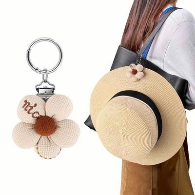 Embroidered Houndstooth Petal Flower Travel Hat Clip for Sunglasses