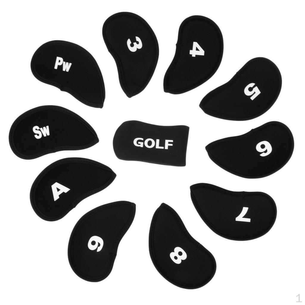 10 Neoprene Golf Club Iron Head Cover Protective Cover, Double-Sided Number Label Printing