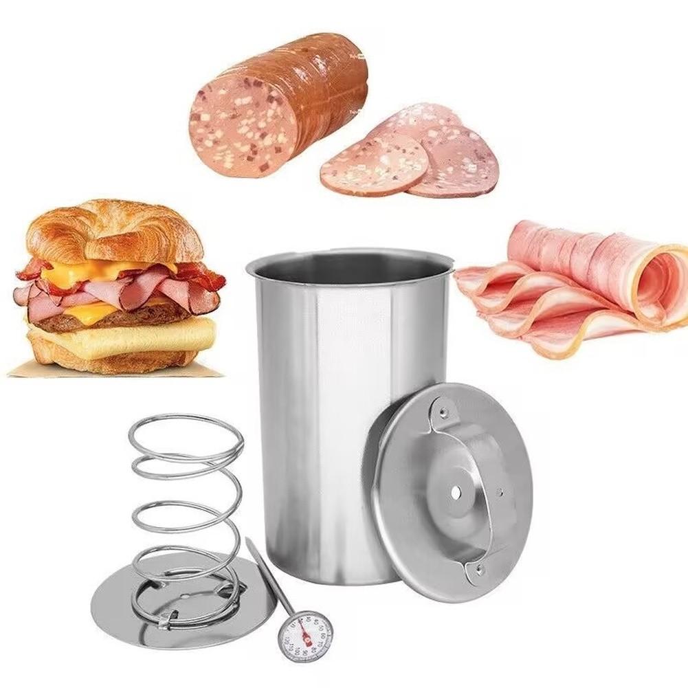 Stainless Steel Meat Press for Deli Style Slices with Precision Thermometer 304 Grade 20 x 11.5 cm Compact Design