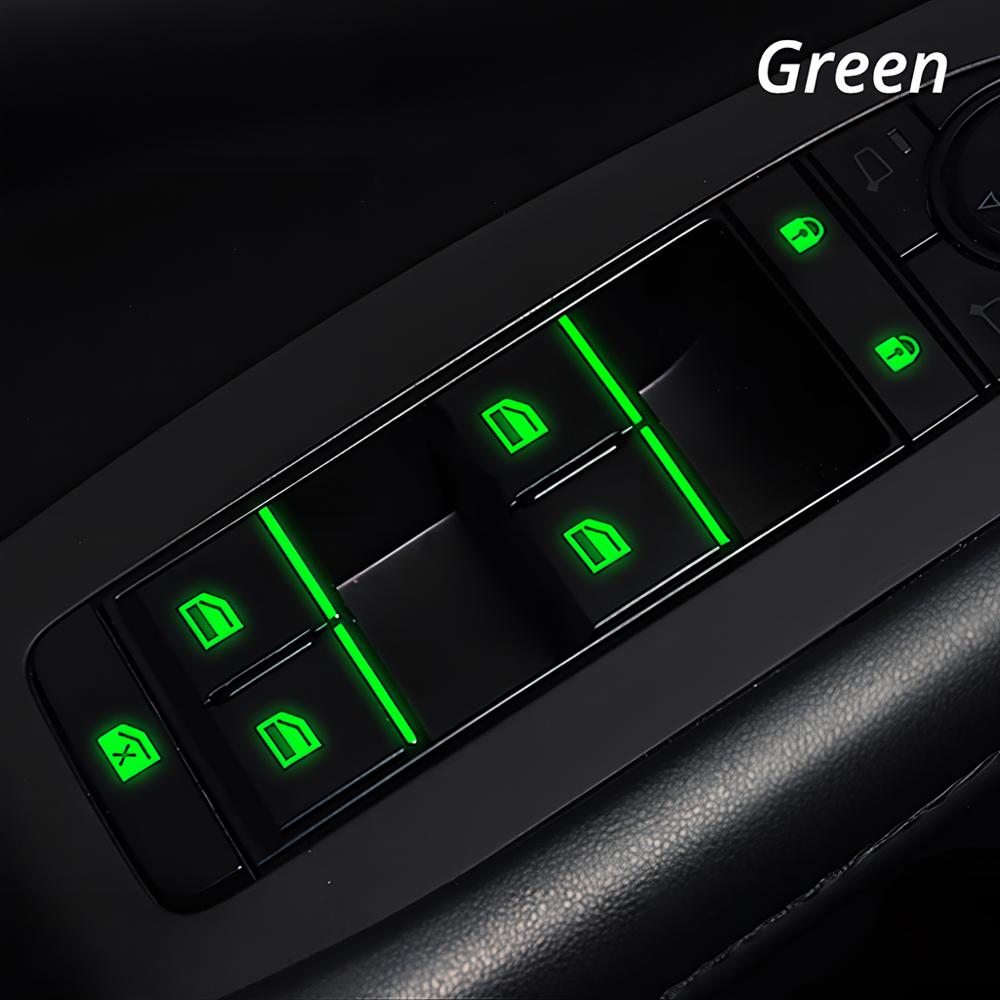 1/2PCS Car Styling Window Switch Luminous Stickers Nighting Glowing Button Auto Stickers Universal Green Orange Blue