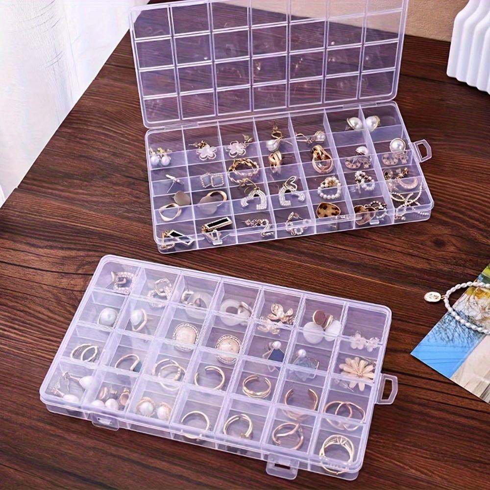

28-Compartment Plastic Jewelry Organizer Box, Transparent Storage for Earrings, Rings, Beads, Ideal for Travel, Jewelry Boxes белый