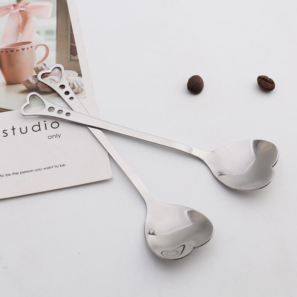 Herzförmiger Löffel aus 18/10-Edelstahl, silberner Kaffeelöffel, Teelöffel, Eiscreme, kreativer Rührlöffel, süßes Souvenir, Hochzeitsgeschenk