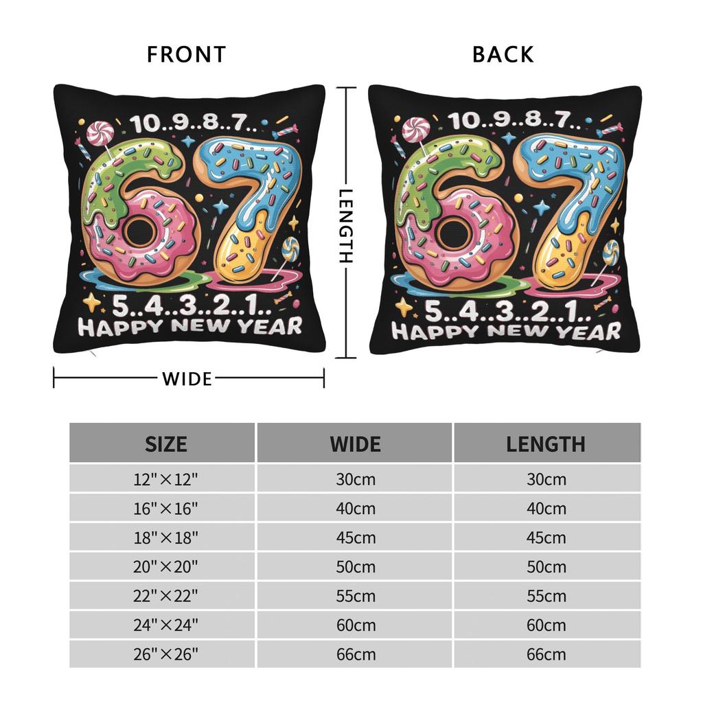 67 Happy New Year 2026 Donut Pillow Cover Morden Pillow Case For Office Car Home Decor Soft Cushion Cover Birthday Present