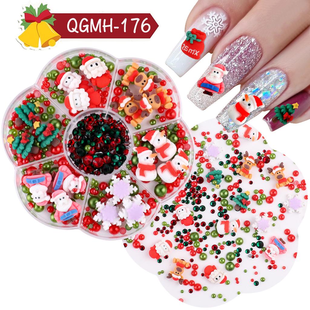 Nail Art Christmas Bells Snowflake Elk Snowman Nail Art Ornaments Halloween Kid Funny Ghost Pumpkin Nail Accessories