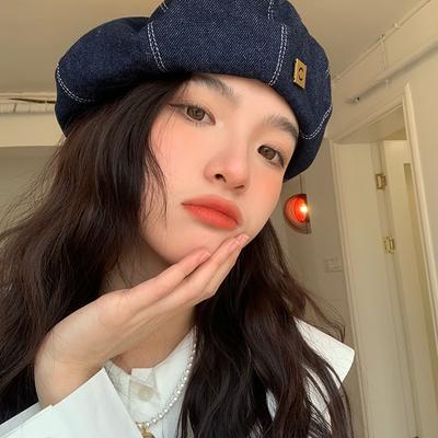 New Women'S Octagon Beret Hat - Denim Adjustable Korean Fashion Flattering Face Blue Shades For Spring Summer
