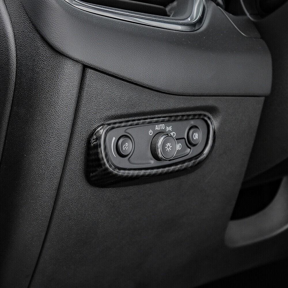 Carbon Fiber Headlight Switch Button Frame Trim For Chevrolet Equinox 2018-2024