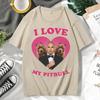 Zabawna koszulka I Love My Pitbull Mr Worldwide z krótkim rękawem s Odzież Modne koszulki uliczne Moda Letnia koszulka