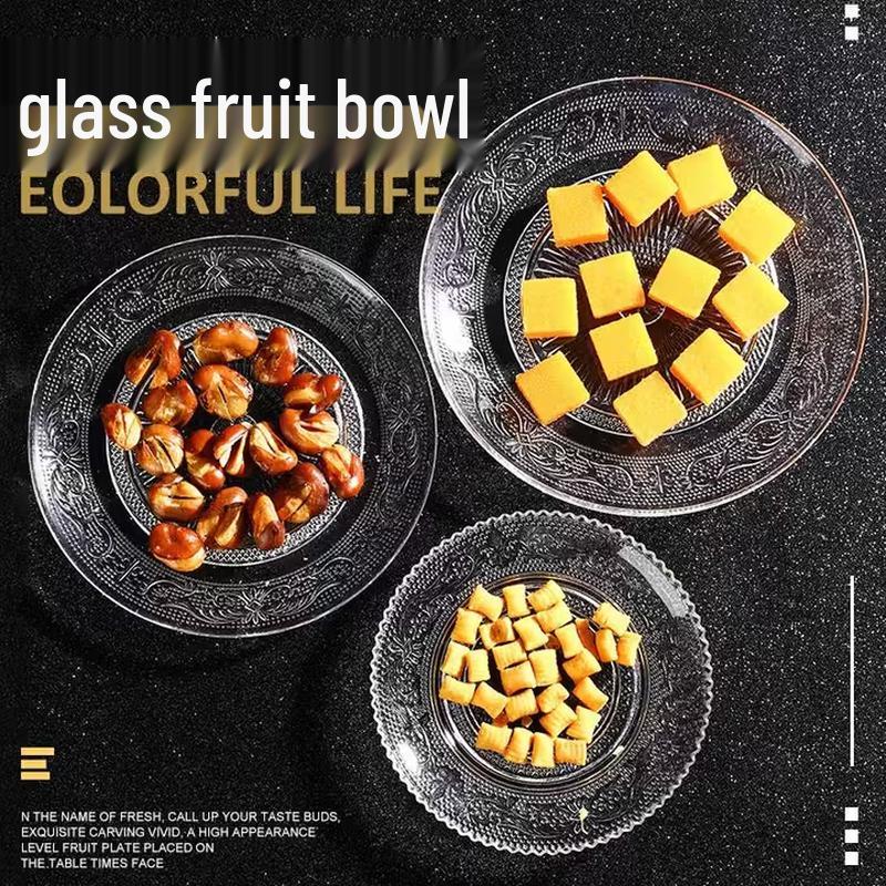 SIFAR Round Glass Fruit and Snack Plate