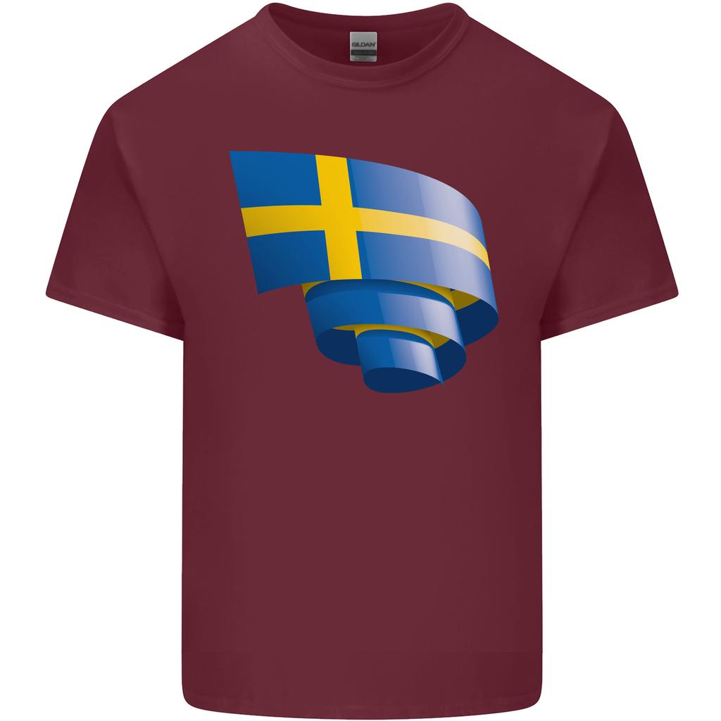 Gekräuselte Schwedische Flagge Schwedentag Fußball Unisex Leichtes Baumwoll-T-Shirt