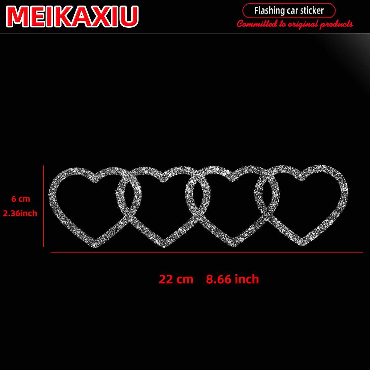 

Ladies new style four connected heart-shaped car decoration stickers, car door and body stickers with sparkling rhinestones. сірий колір