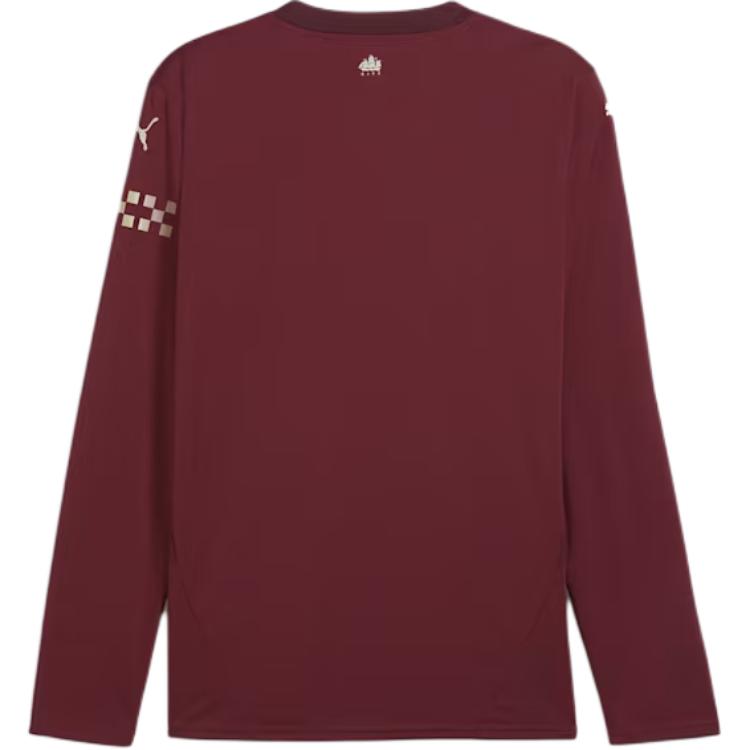 Puma Manchester City 24/25 Third Long Sleeve Jersey V-Neck Comfortable Sports Casual Football Shirt Men jersey Deep-Red 775097-03