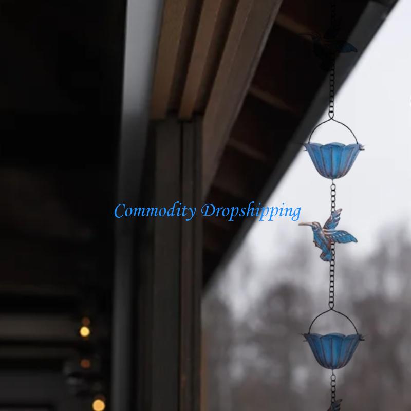 Y5JC Rainwater Guide Rain Chain Decorative Rain Catcher with Charm Weather Prevent