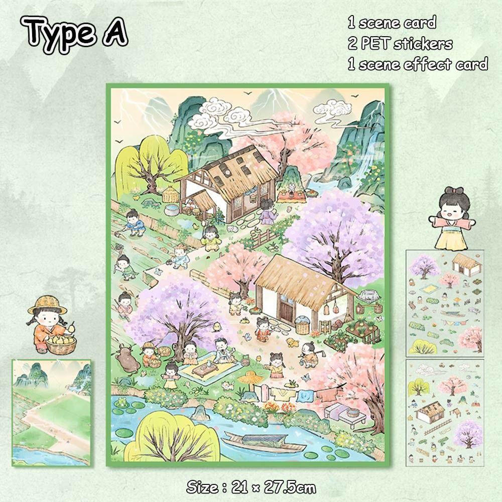 DIY Landscape Stickers 3D Visual Stacking Sticker Cartoon Miniature Scene 3D Stickers