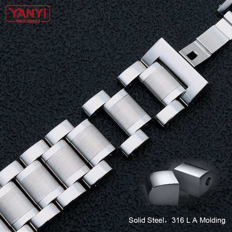 Correa de reloj de acero inoxidable Extremo curvo Correa de metal para relojes de pulsera 14 mm 15 mm 16 mm 17 mm 18 mm 19 mm 20 mm 21 mm 22 mm 23 mm 24 mm correa de reloj