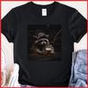 Funny Raccoon Beer 4th Of July Party Animal USA Black Cotton T-Shirt S-5XL