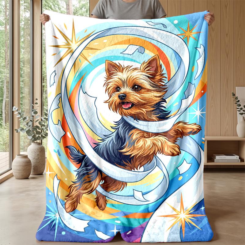 Dancing Dog in Water blanket Personalized Name Flannel Blanket Soft Cozy Plush Throw for Sofa Bed Lightweight Home Decor
