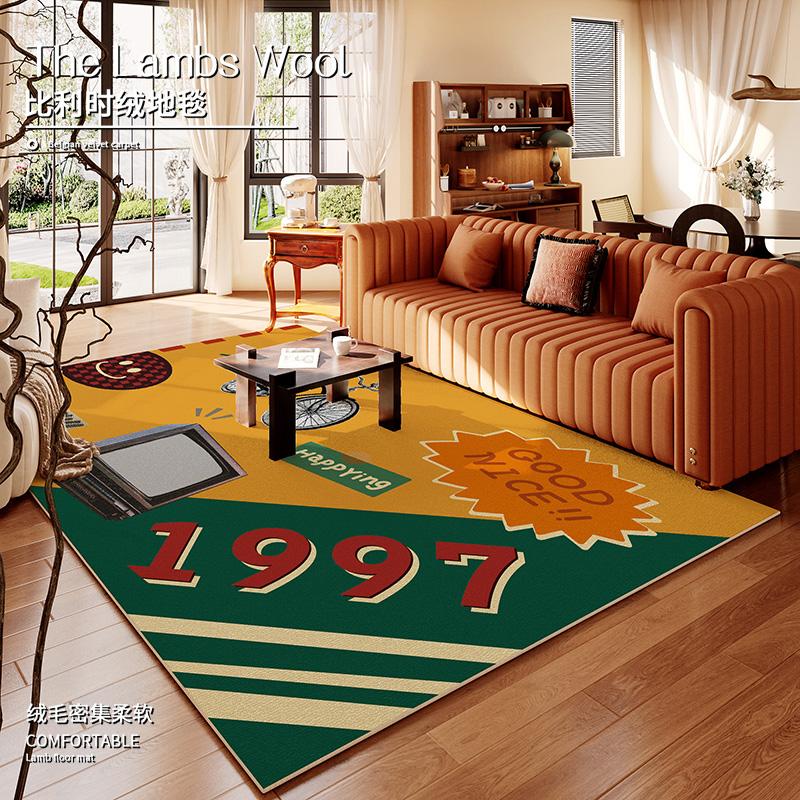 American Retro Carpets for Living Room Large Area Bedroom Decor Carpet Cartoon Abstract Lounge Rug Home Washable Soft Floor Mat