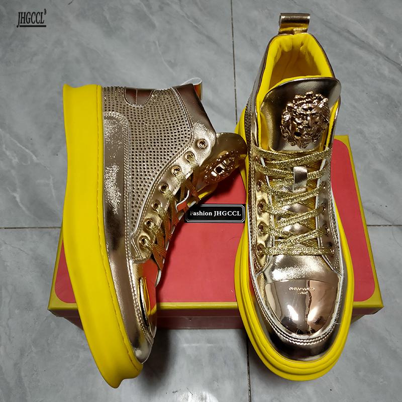 Fashion Designer Fashion Men's Shoes Rhinestone Casual Flats Platform Ankle Boots Sneakers Zapatos Hombre A6